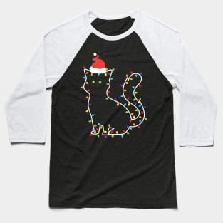 Christmas Cat Made of Lights Baseball T-Shirt